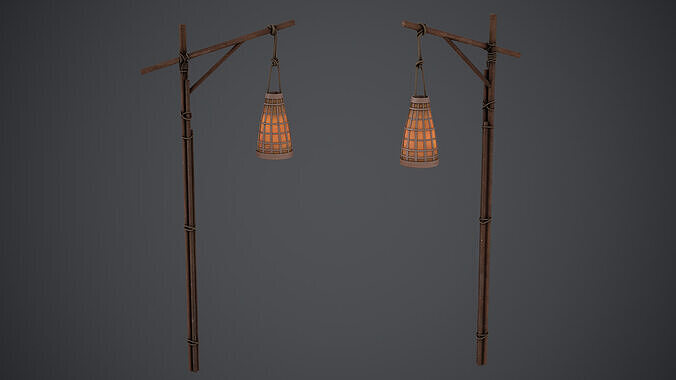 Wooden Lantern - PBR Texture Low-poly 3D model