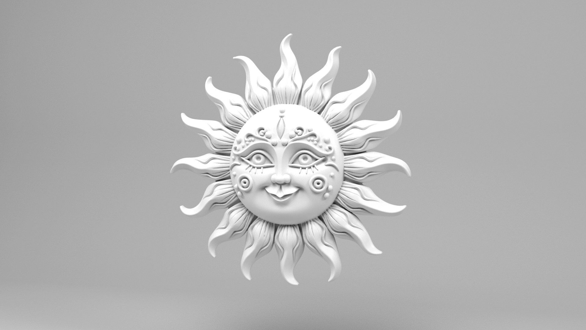 Sun wall decoration 3D print model_8