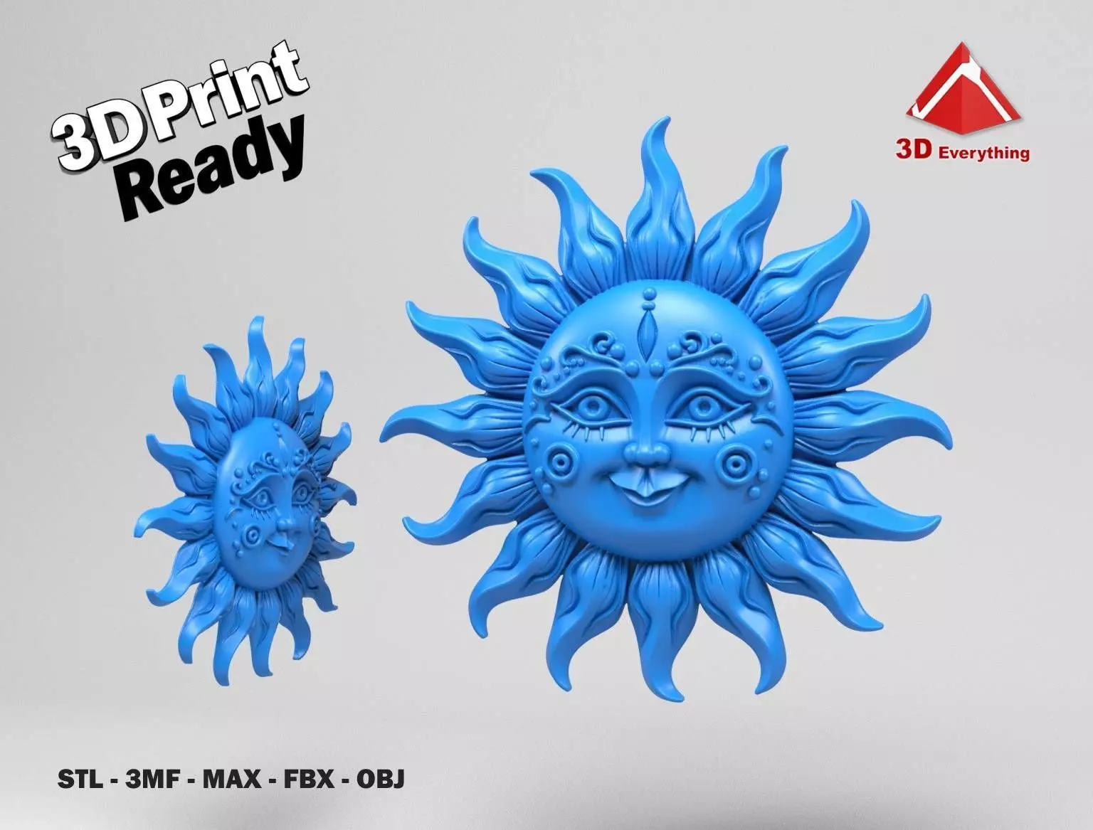Sun wall decoration 3D print model_0