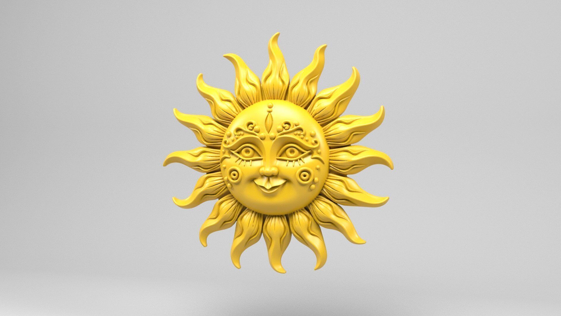 Sun wall decoration 3D print model_9