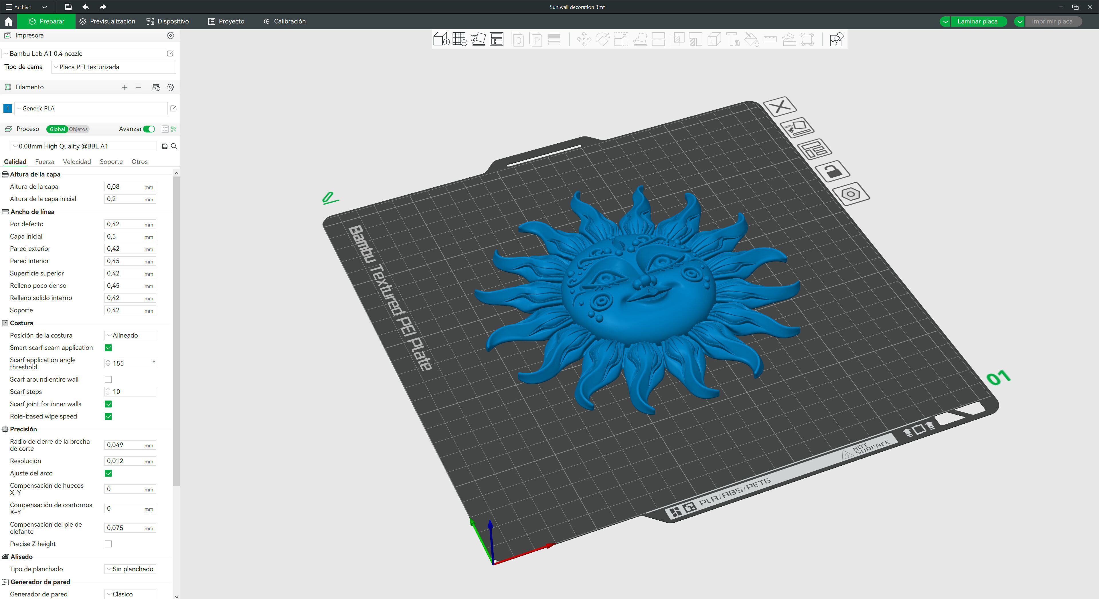 Sun wall decoration 3D print model_10