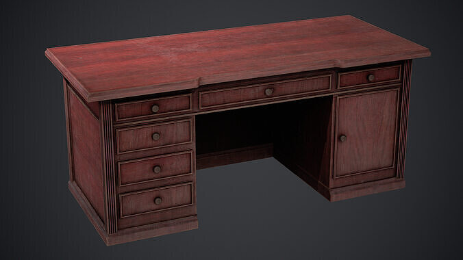 Wooden Desk - PBR Texture Low-poly 3D model