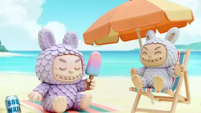 Labubu Beach Set Characters HEHE ZIZI Pop Mart Printable 3D print model