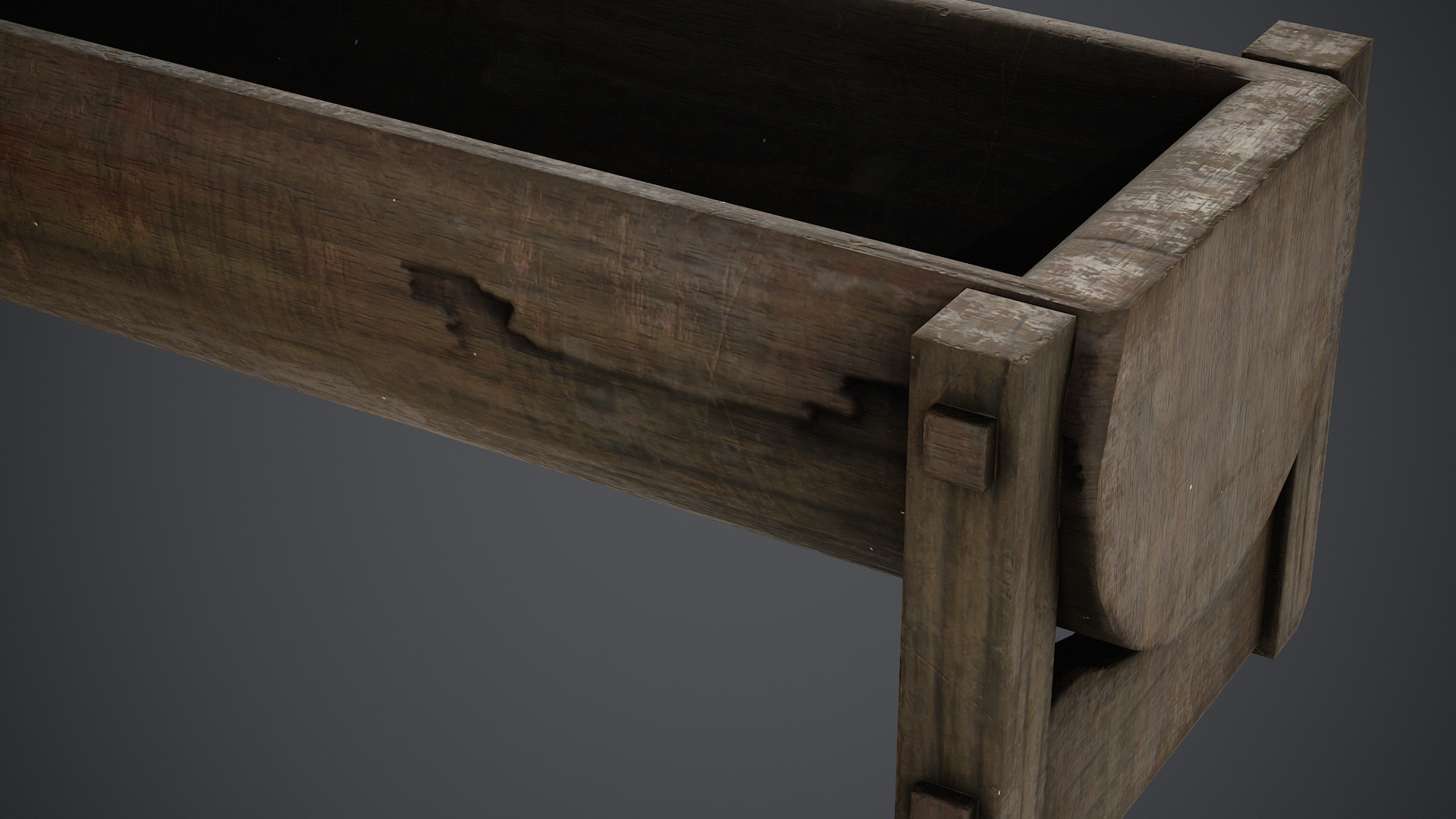 Wooden Trough - PBR Texture Low-poly 3D model_2