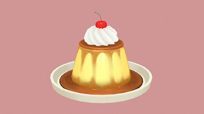 Stylized Pudding Dessert 3D Model Game Ready Low Poly Asset Low-poly 3D model