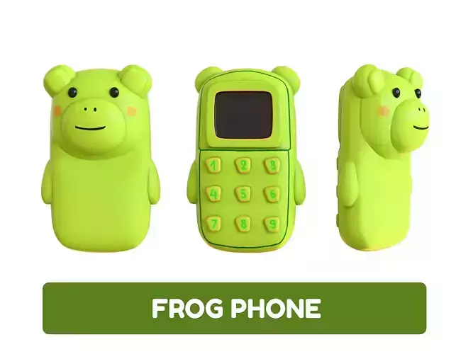 Cute Frog Phone Toy 3D Model - Stylized Cartoon Mobile Phone Low-poly 3D model