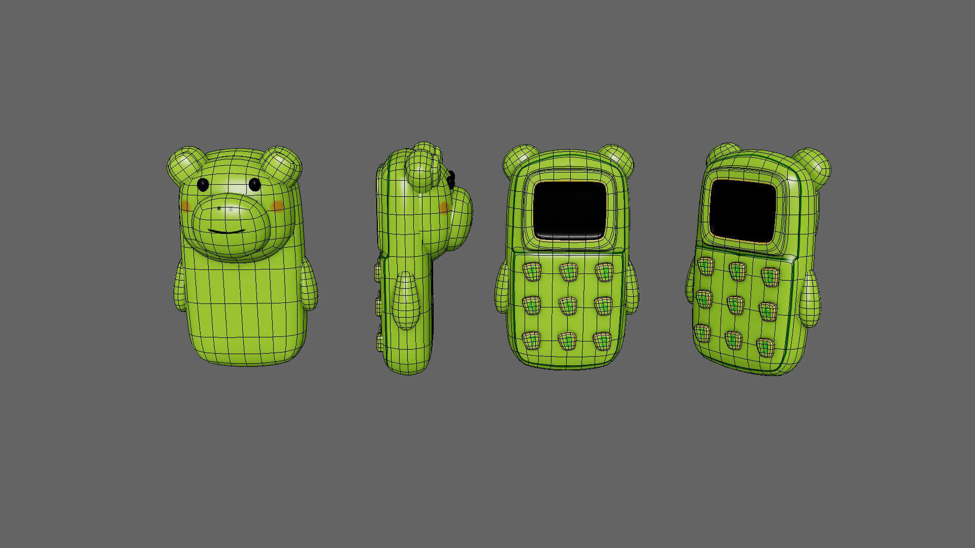Cute Frog Phone Toy 3D Model - Stylized Cartoon Mobile Phone Low-poly 3D model_5