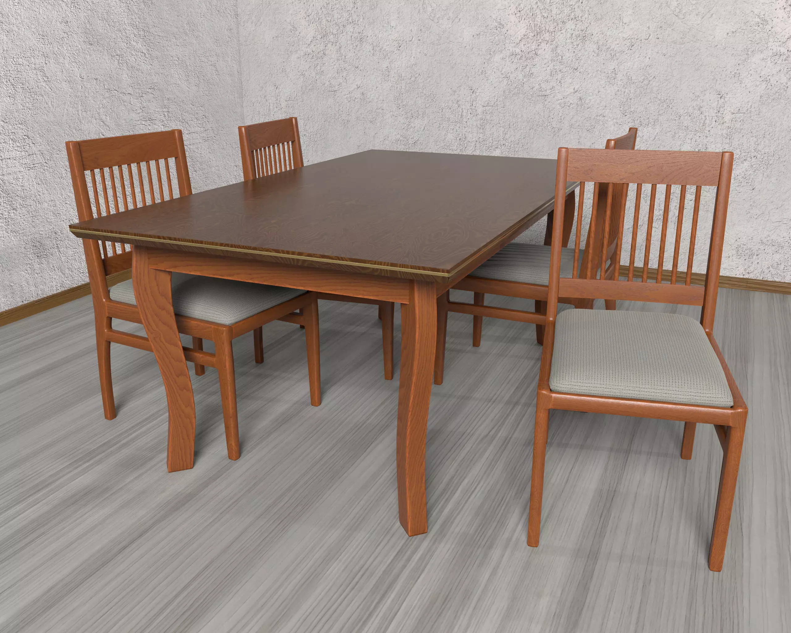 Table and chair Low-poly 3D model_0