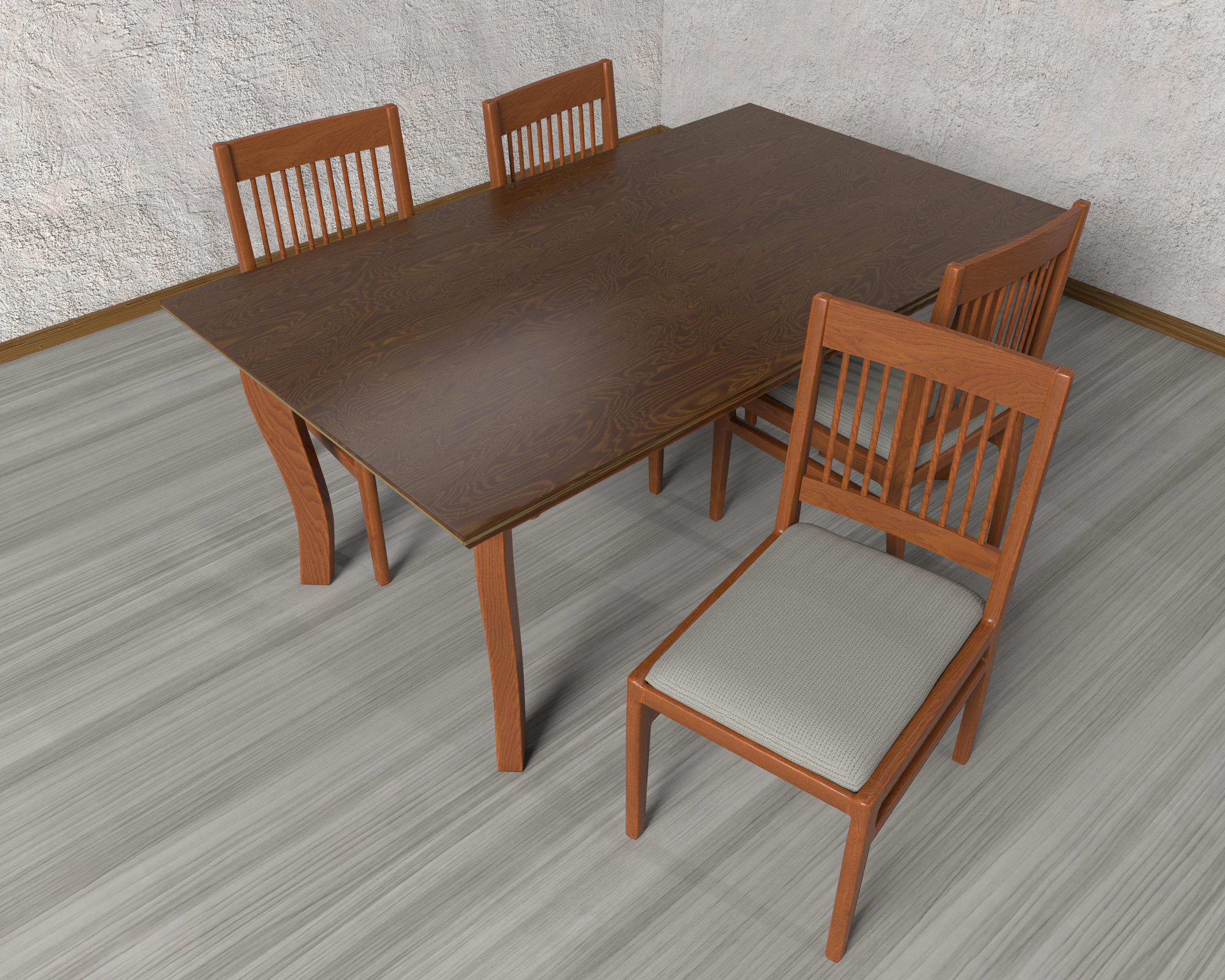 Table and chair Low-poly 3D model_1