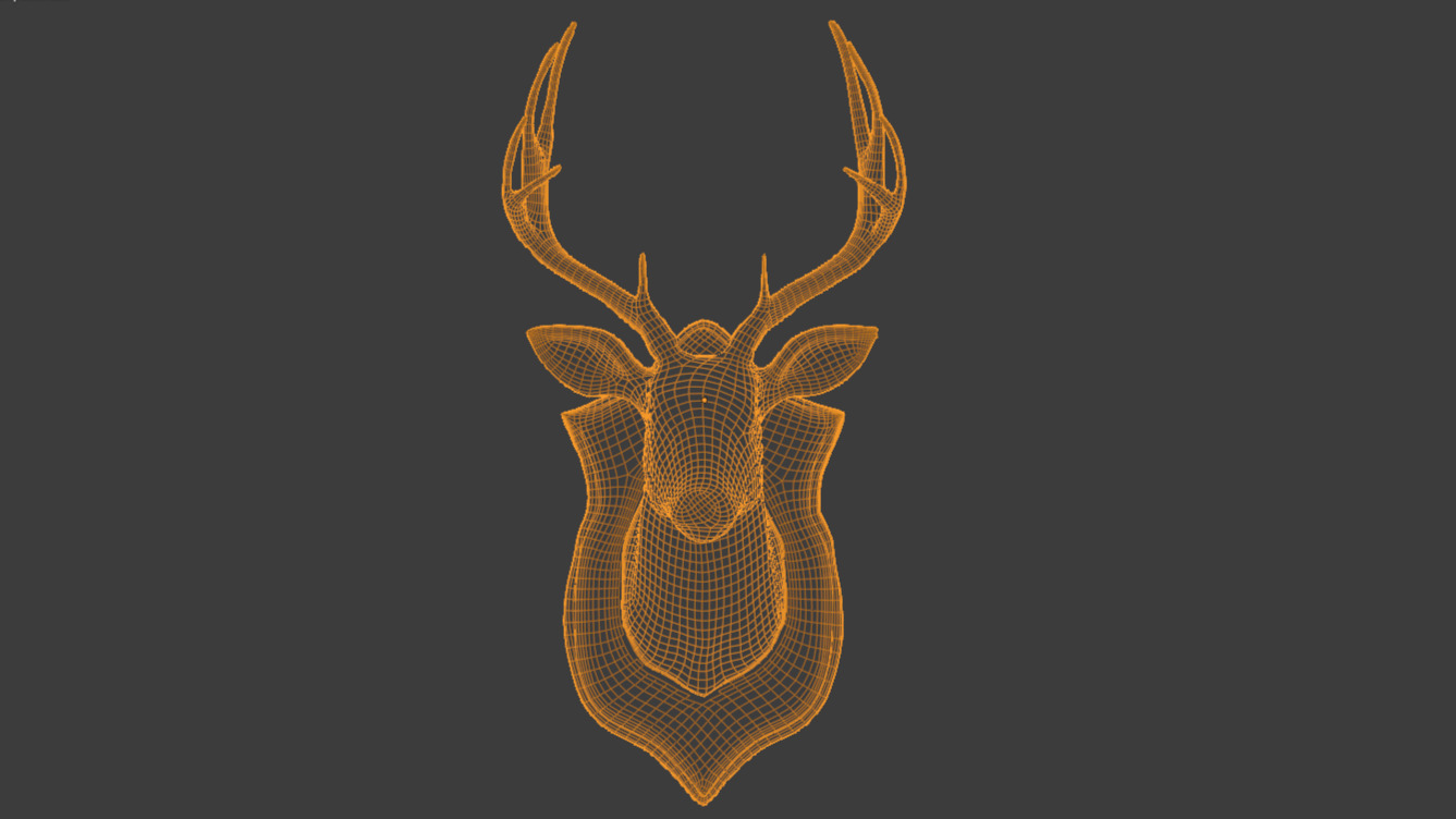 Realistic Mounted Deer Head Low-poly 3D model_16