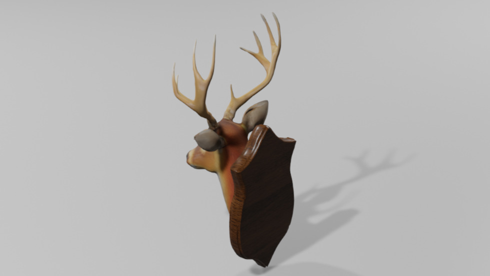 Realistic Mounted Deer Head Low-poly 3D model_2
