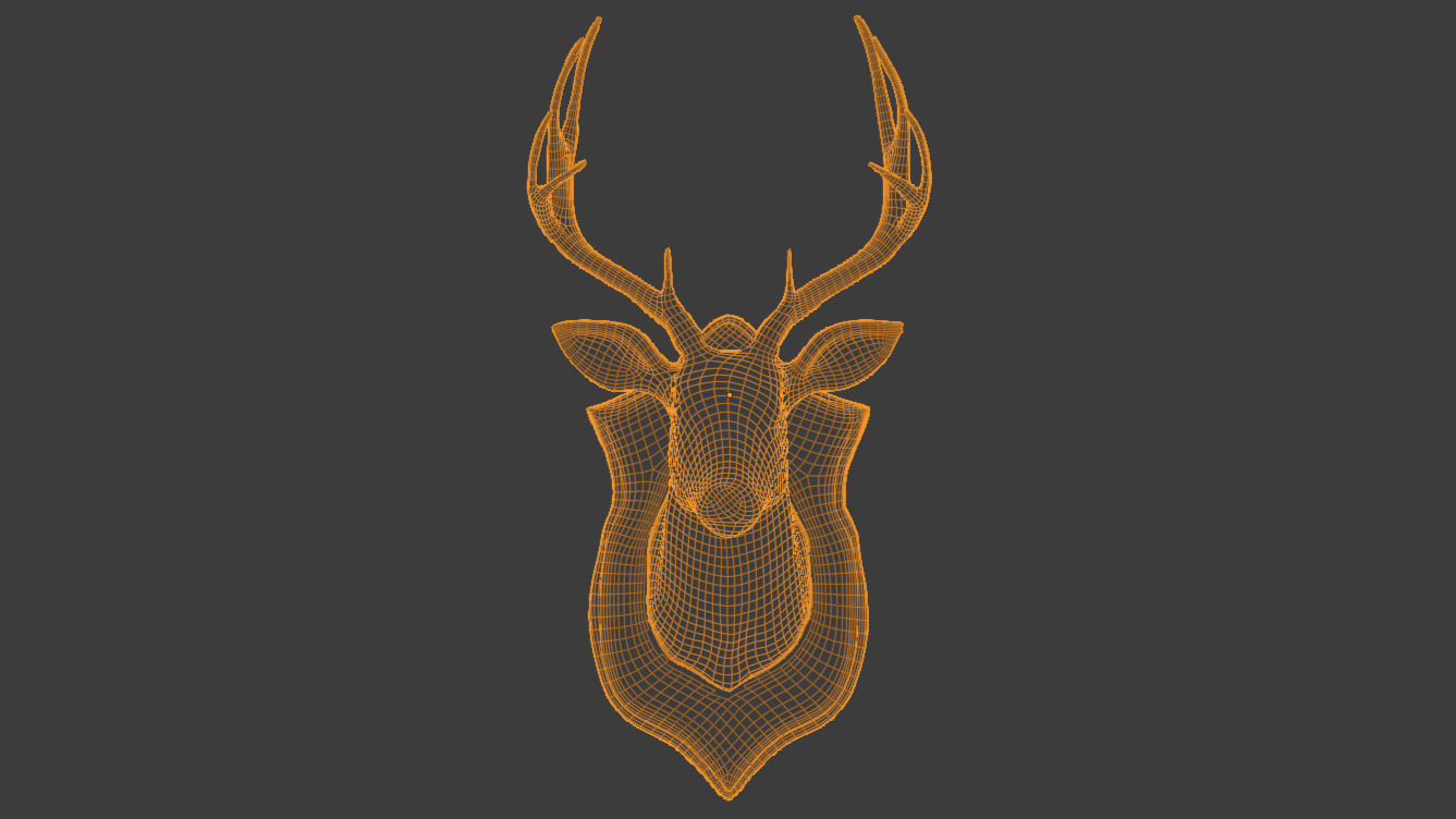 Realistic Mounted Deer Head Low-poly 3D model_13