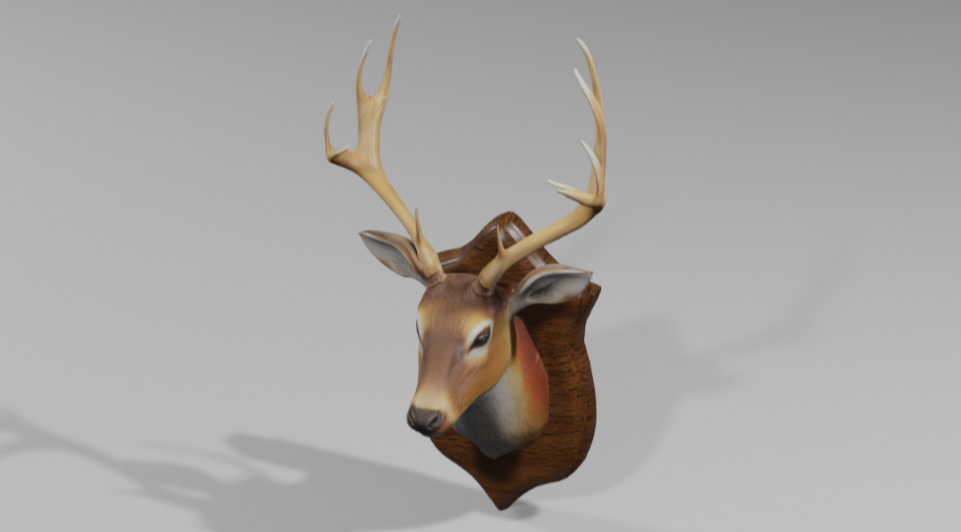 Realistic Mounted Deer Head Low-poly 3D model_1