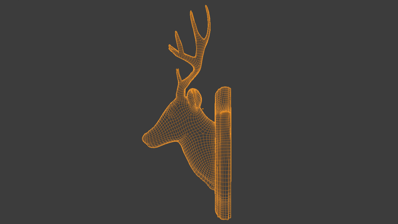 Realistic Mounted Deer Head Low-poly 3D model_14