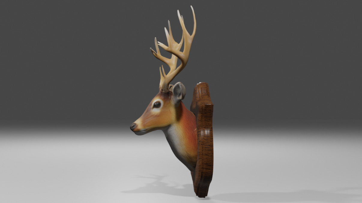 Realistic Mounted Deer Head Low-poly 3D model_3