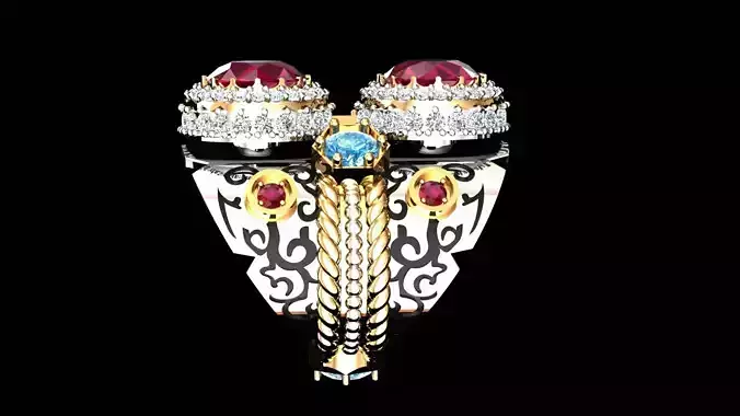 royal twin crown ring luxurious 3D jewelry model STL