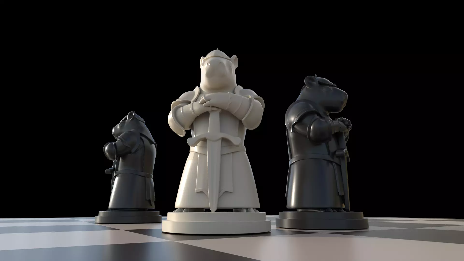 Capybara Knight Bishop Chess 3D print model_0