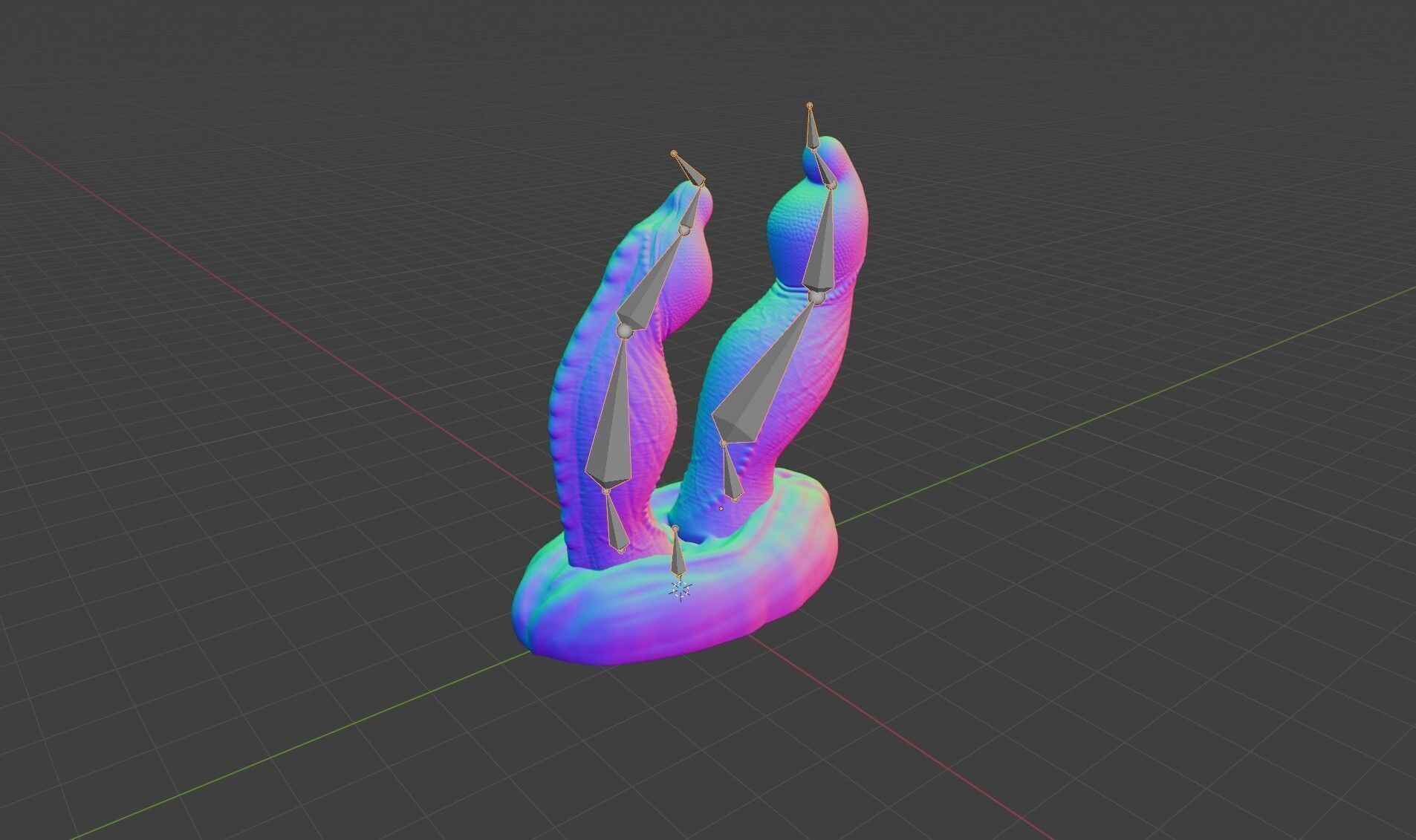 Fantasy Twin Dragon Penis Rigged Low-poly 3D model_2