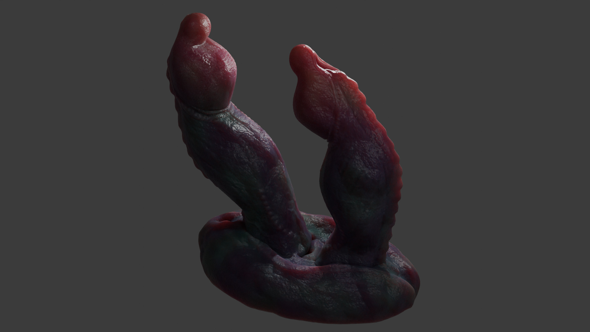 Fantasy Twin Dragon Penis Rigged Low-poly 3D model_6
