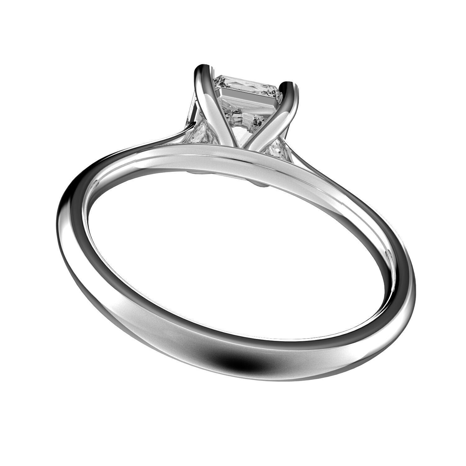 Classic Shoulder Solitaire Ring - Ascher 5-9 mm - 100 ct points 3D print model_4