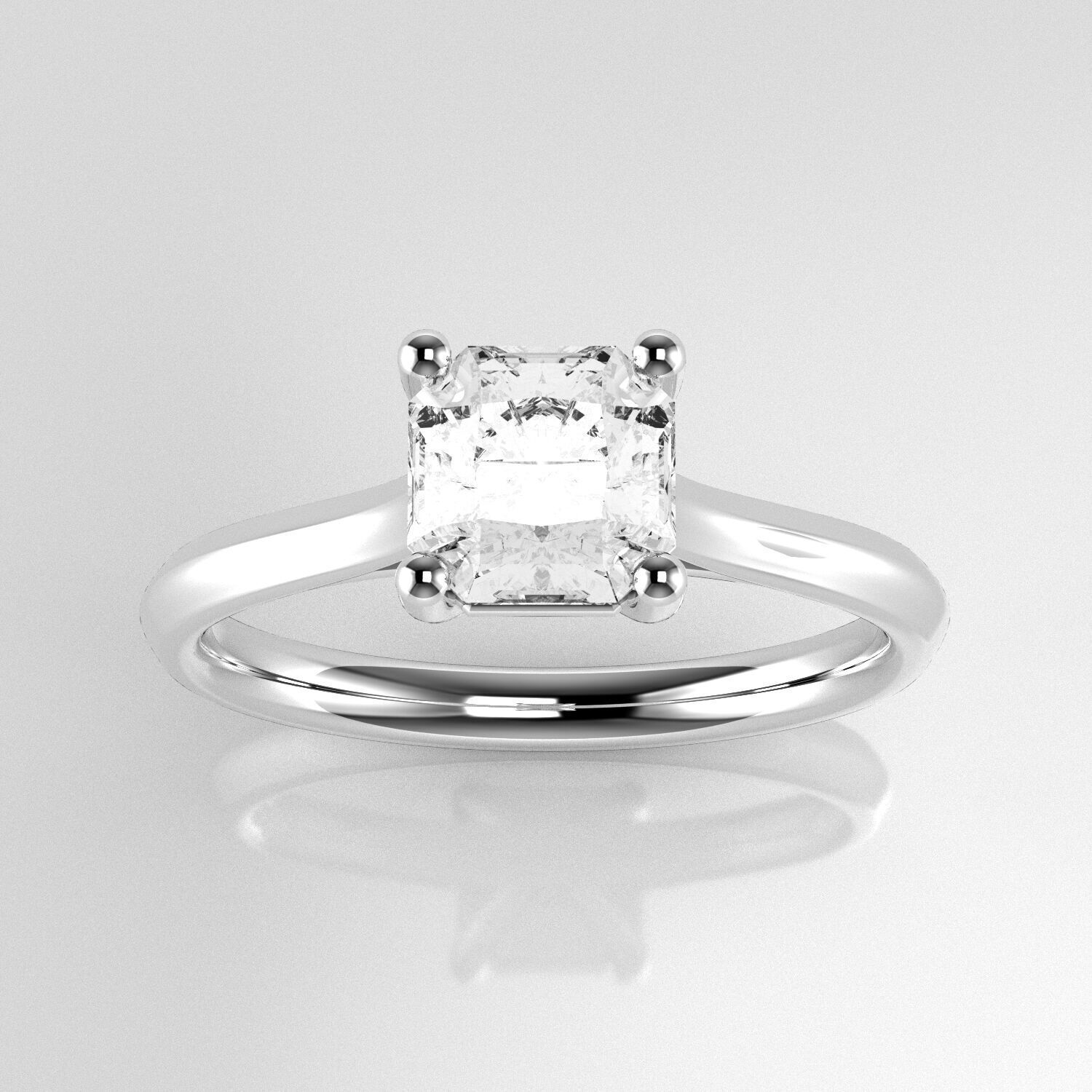 Classic Shoulder Solitaire Ring - Ascher 5-9 mm - 100 ct points 3D print model_1