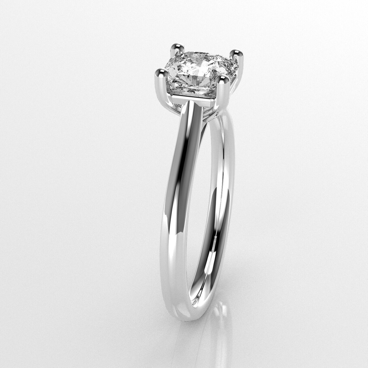 Classic Shoulder Solitaire Ring - Ascher 5-9 mm - 100 ct points 3D print model_3