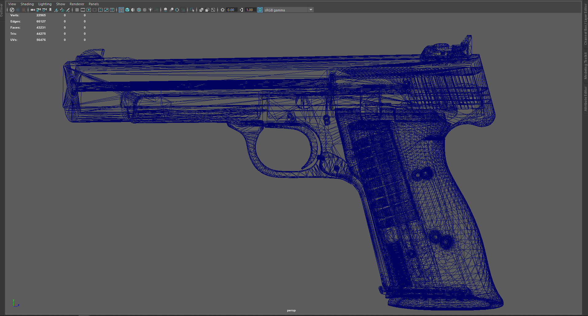 Low Poly 41 Caliber Handgun Stylized Revolver 3D Model Low-poly 3D model_3