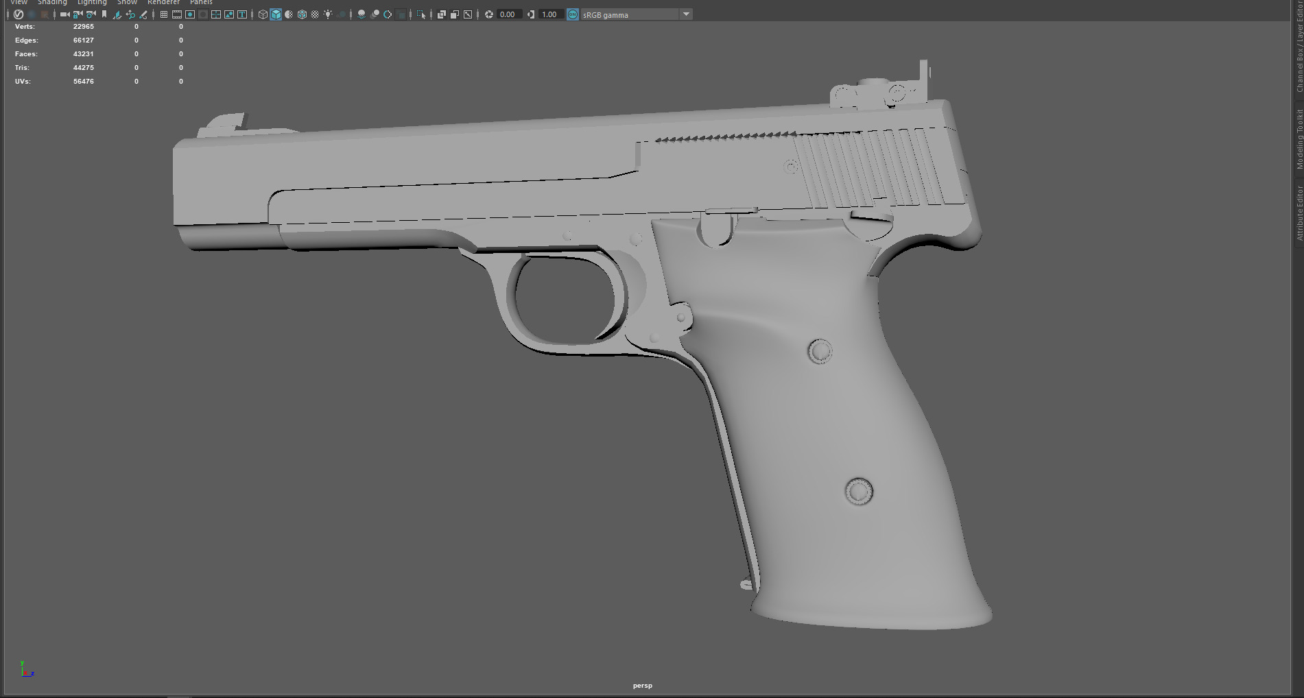 Low Poly 41 Caliber Handgun Stylized Revolver 3D Model Low-poly 3D model_8