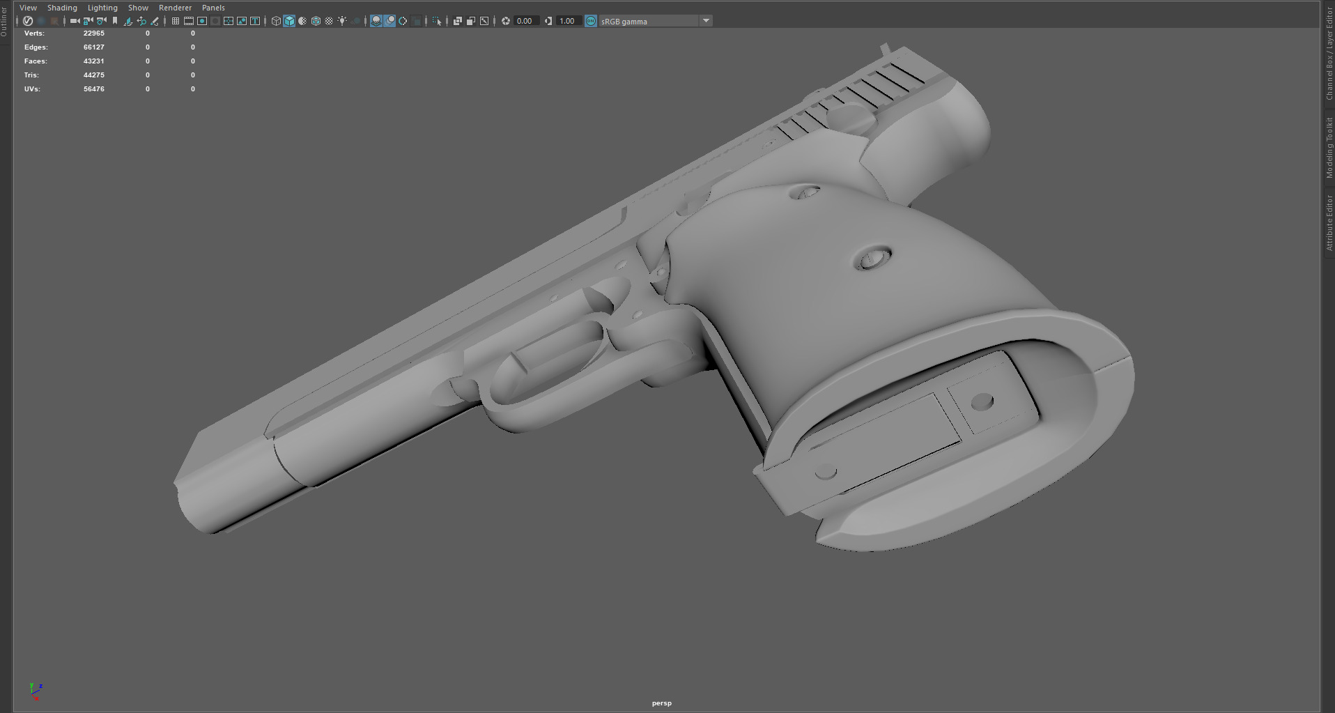 Low Poly 41 Caliber Handgun Stylized Revolver 3D Model Low-poly 3D model_4