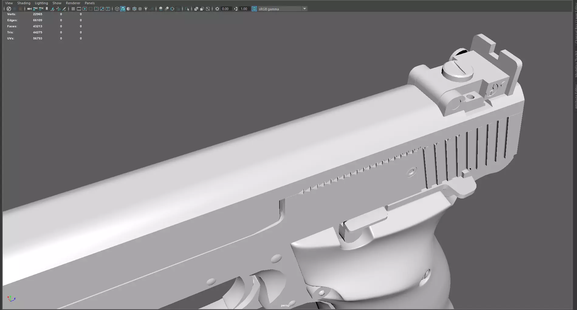 Low Poly 41 Caliber Handgun Stylized Revolver 3D Model Low-poly 3D model_0