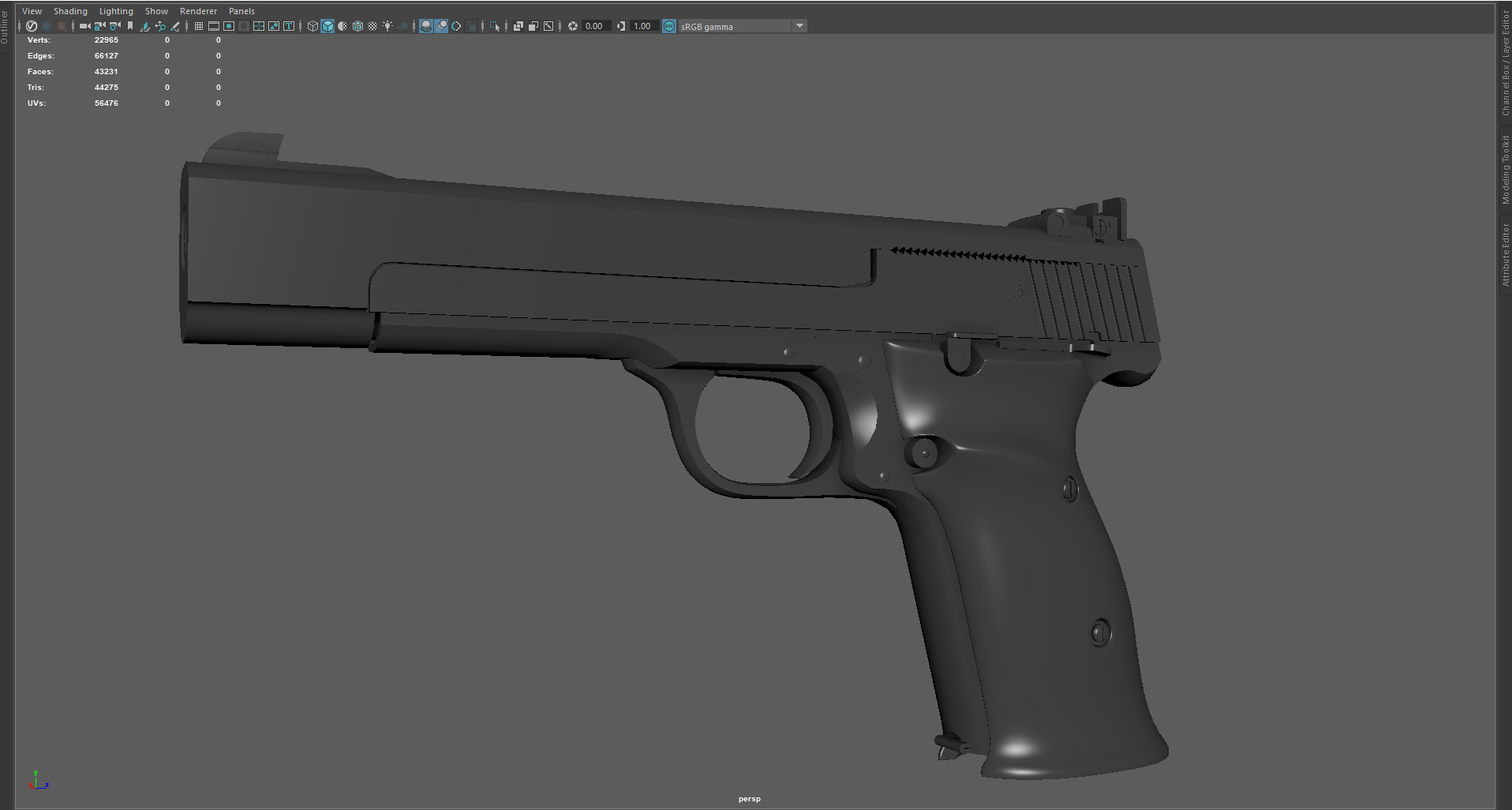 Low Poly 41 Caliber Handgun Stylized Revolver 3D Model Low-poly 3D model_5