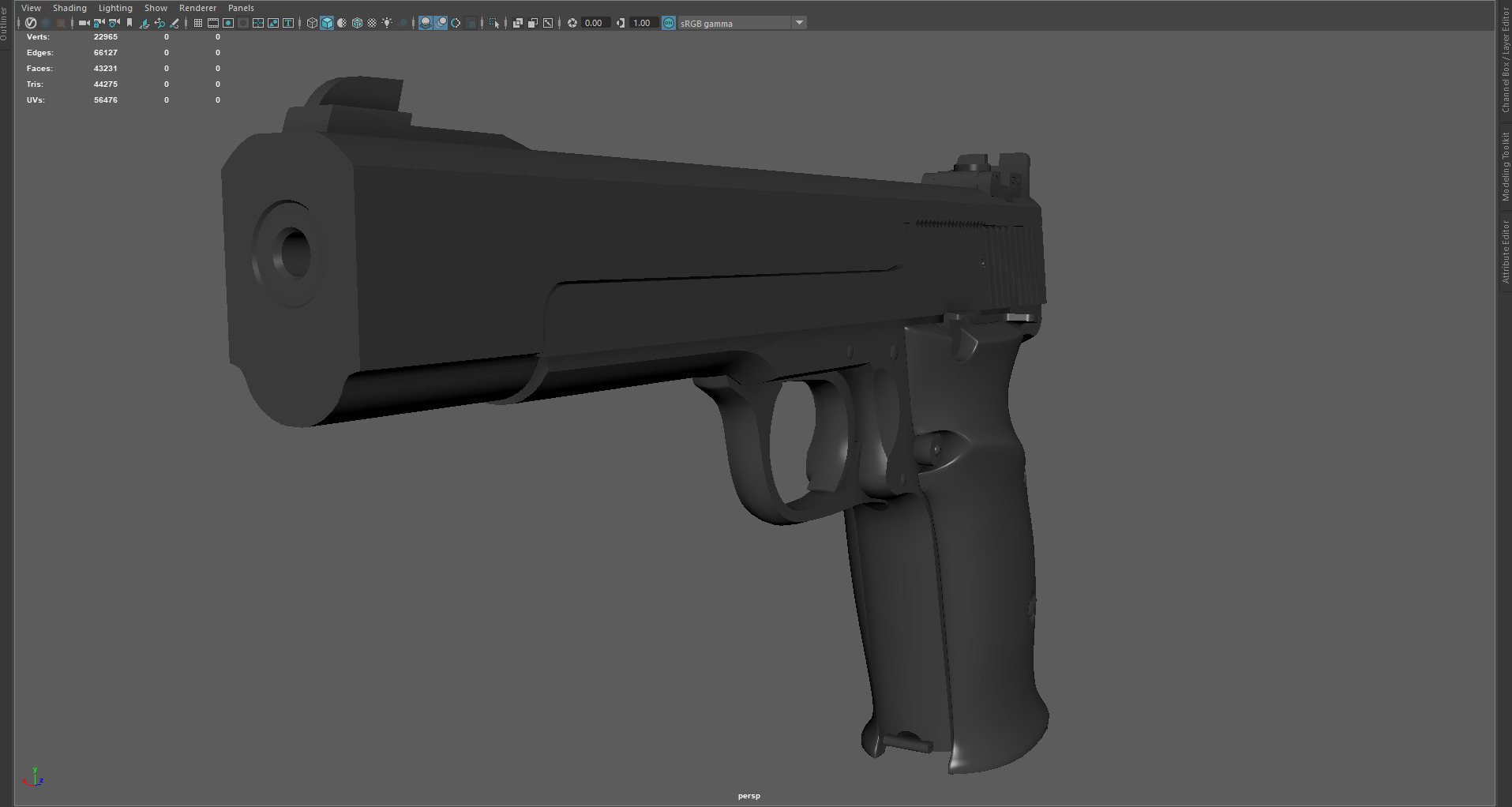 Low Poly 41 Caliber Handgun Stylized Revolver 3D Model Low-poly 3D model_6