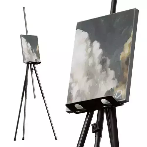 Easel with painting metal Painting with clouds