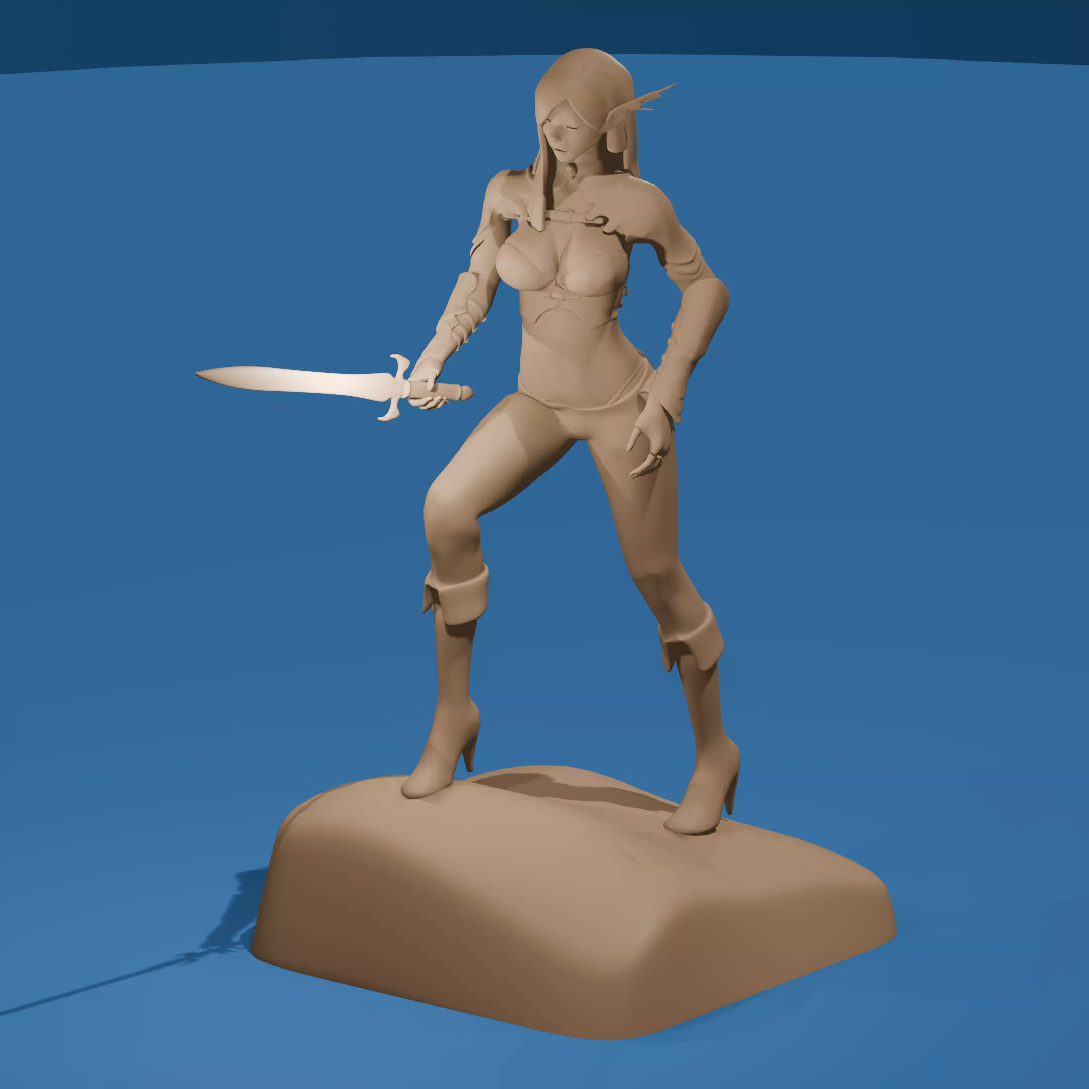 Sexy Elf Warrior 3D Printable Model 3D print model_0