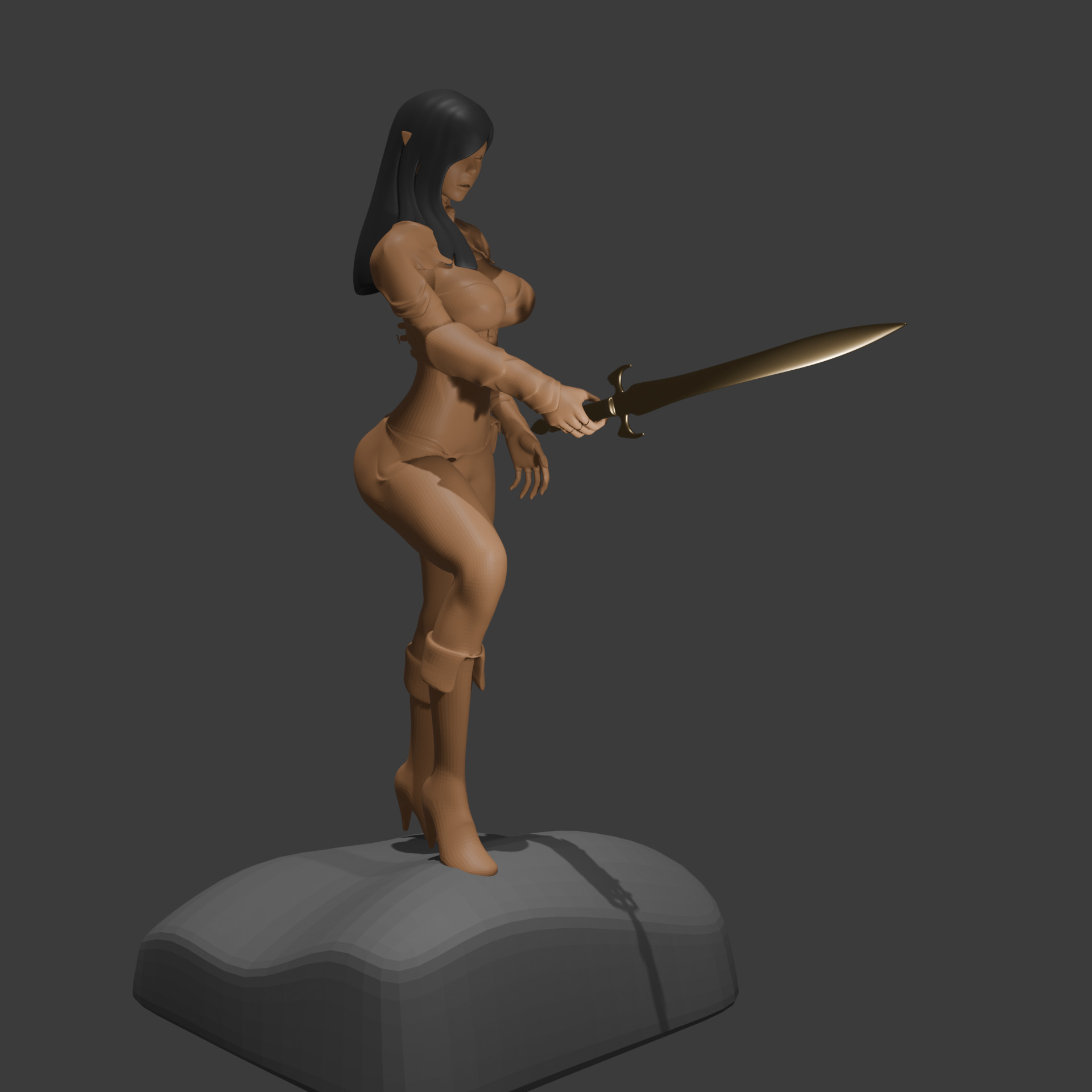 Sexy Elf Warrior 3D Printable Model 3D print model_1
