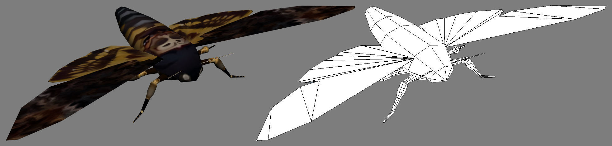 Low-Poly Hand-Painted Death Head HawkMoth Low-poly 3D model_3