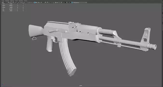 Low Poly AK-47 Assault Rifle Stylized 3D Weapon Model