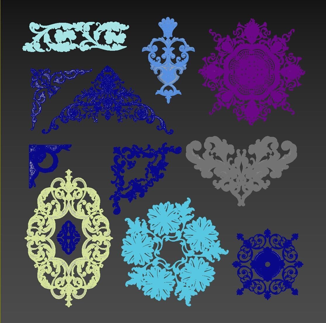 Baroque Engraving Ornament Collection Vol-4 - 3ds Max  Corona 3D model_2