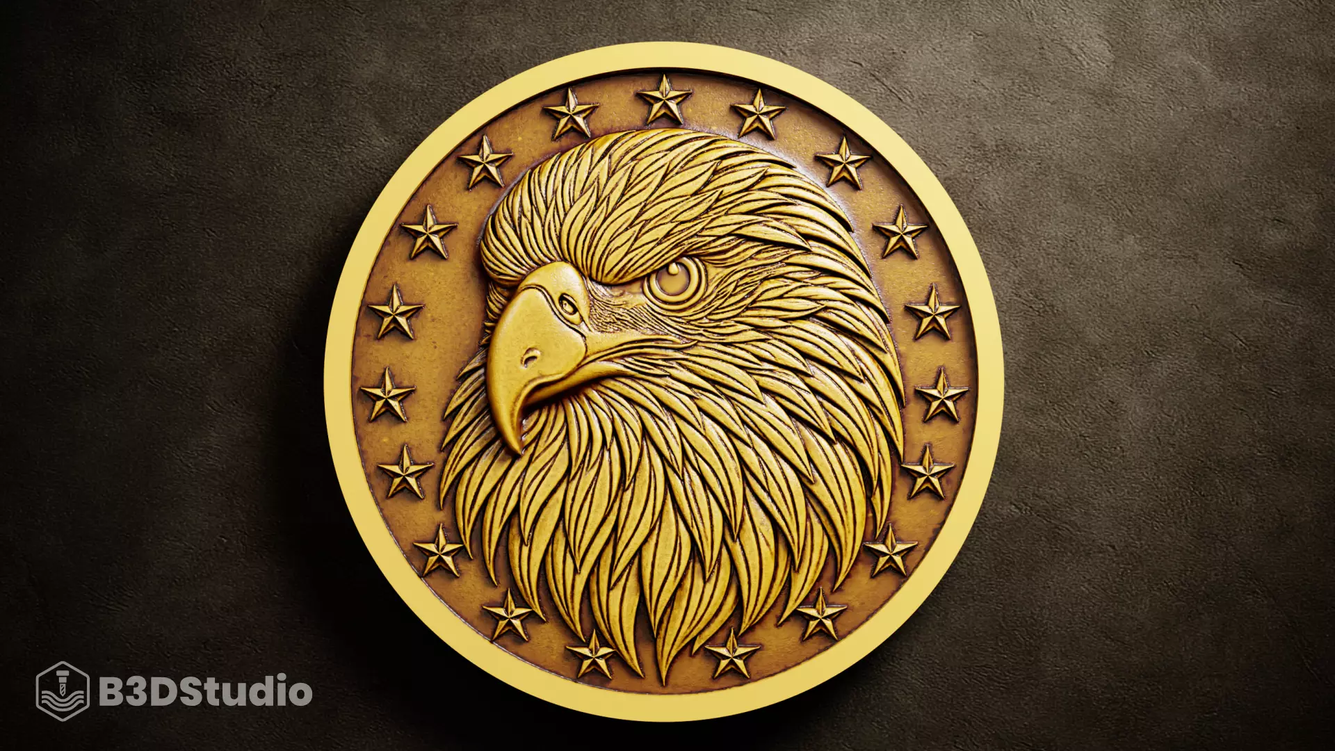 High Detail Eagle Relief for CNC Laser and 3D Print STL 3D print model