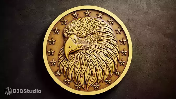 High Detail Eagle Relief for CNC Laser and 3D Print STL
