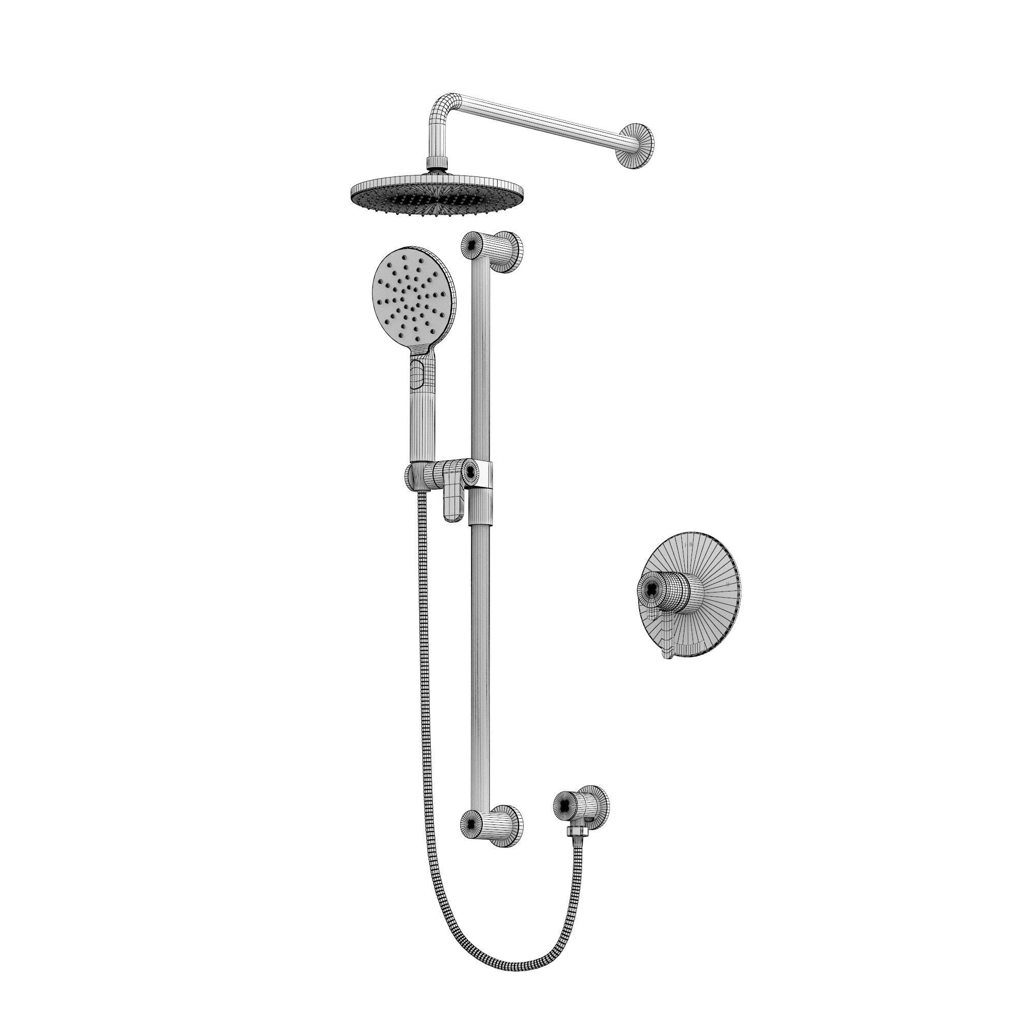 Nibi Shower Trim Kit 323 Brushed Gold 3D model_6