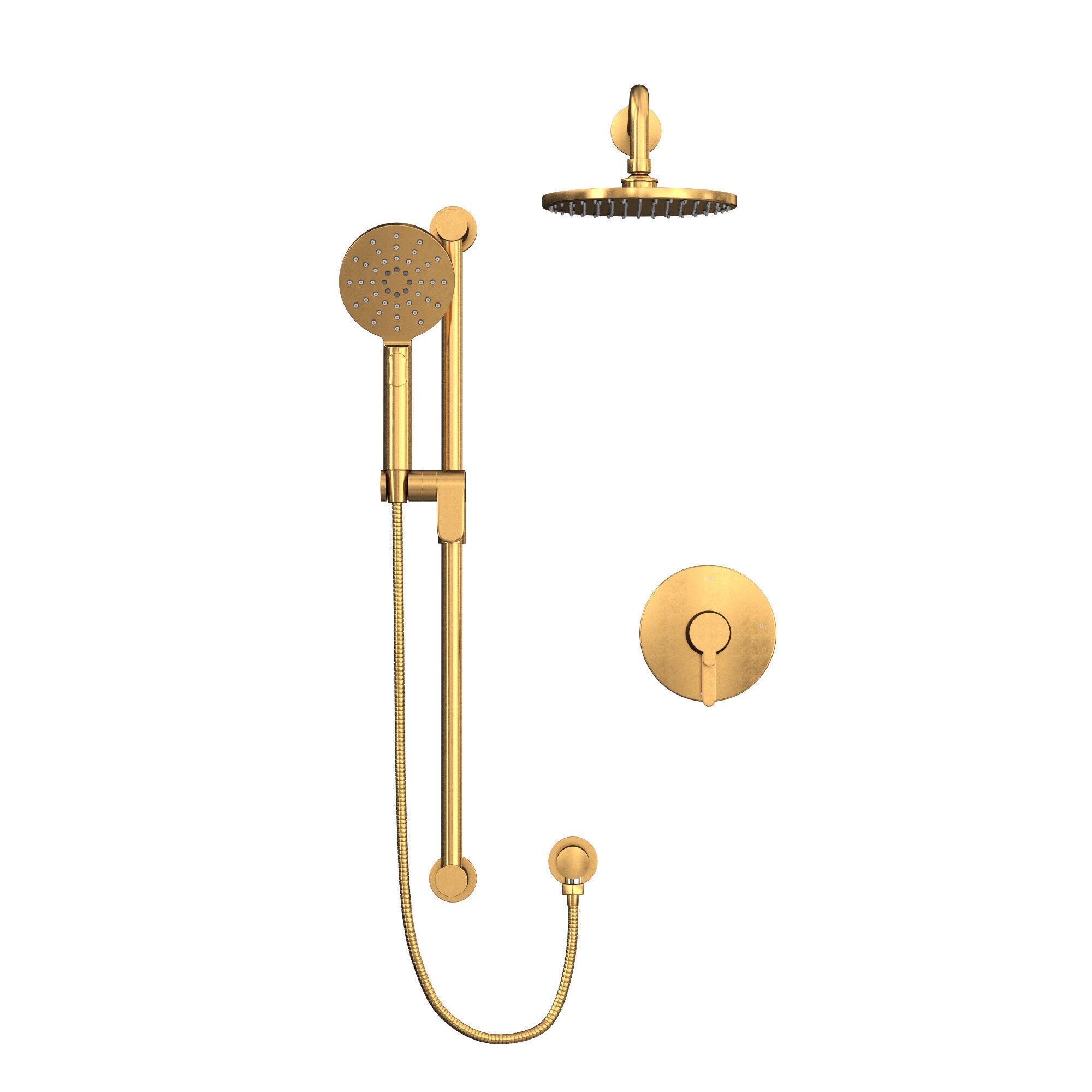 Nibi Shower Trim Kit 323 Brushed Gold 3D model_2