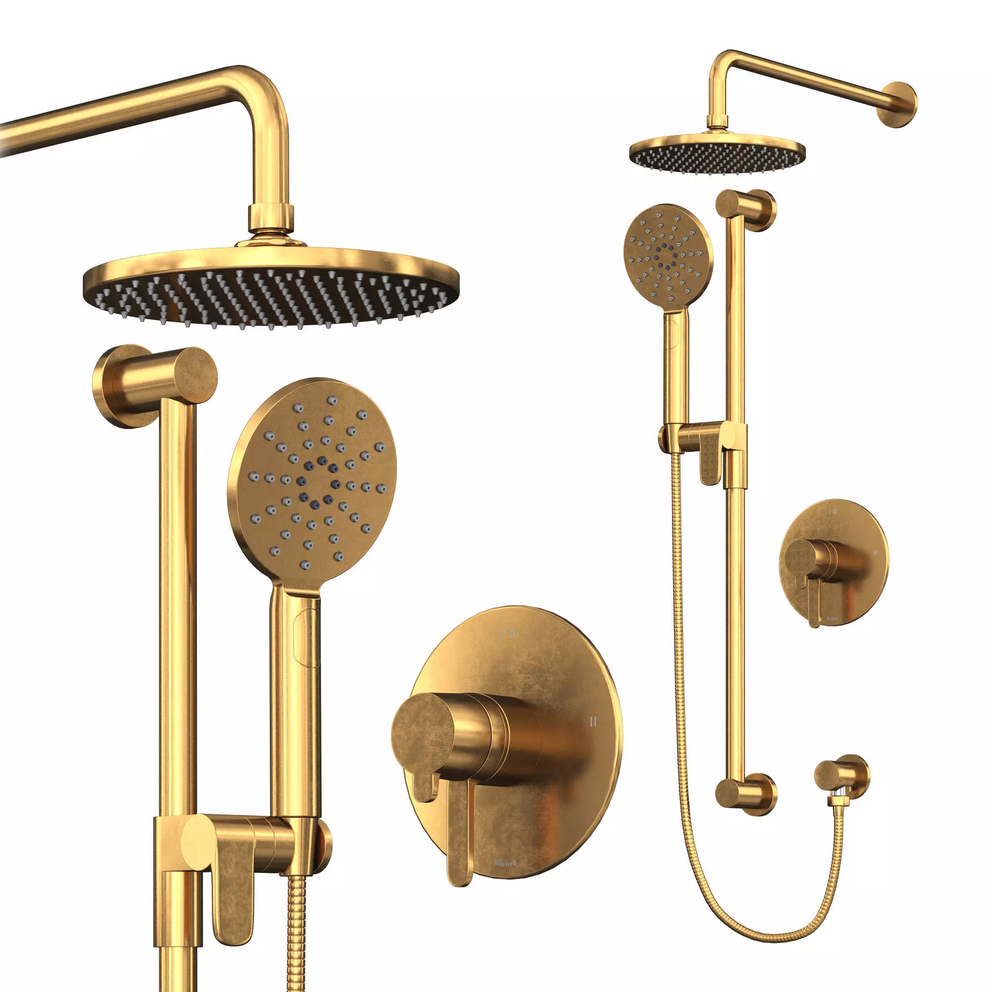 Nibi Shower Trim Kit 323 Brushed Gold 3D model_0