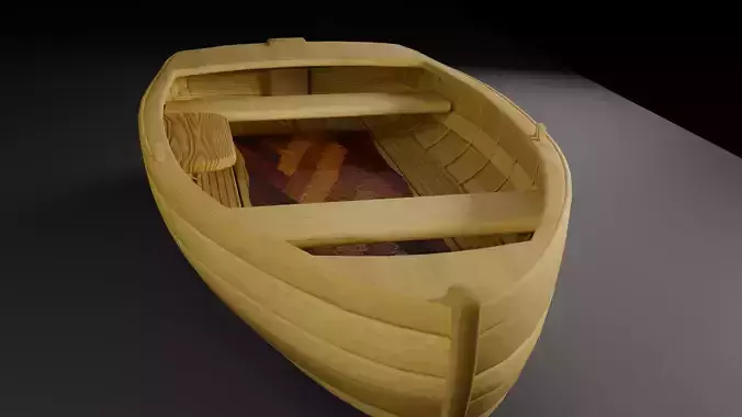 Wooden Boat Low-poly 3D model