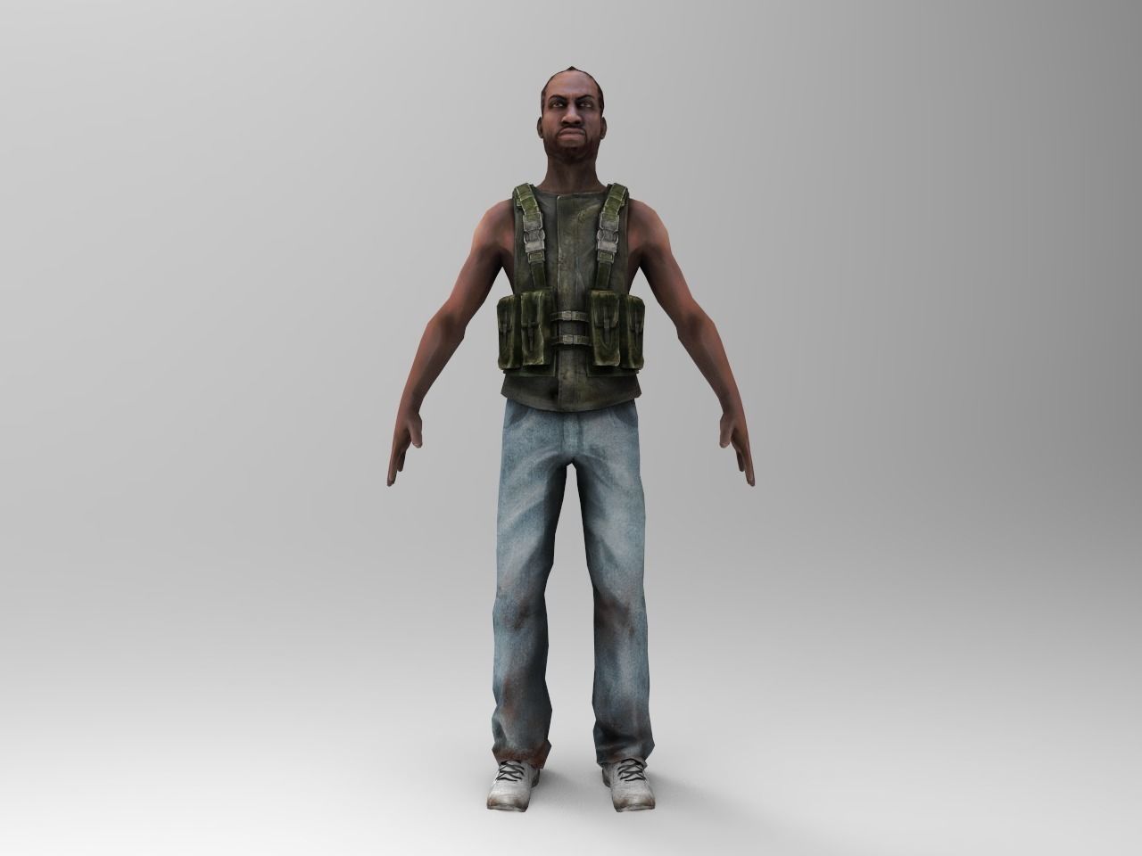 Gangster Human Character Low-poly 3D model_1