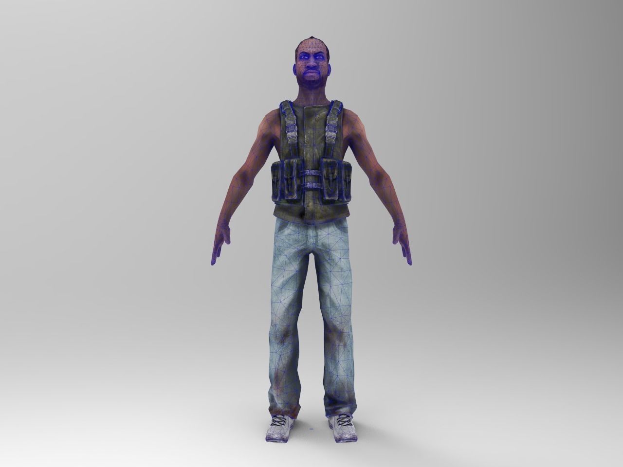 Gangster Human Character Low-poly 3D model_4