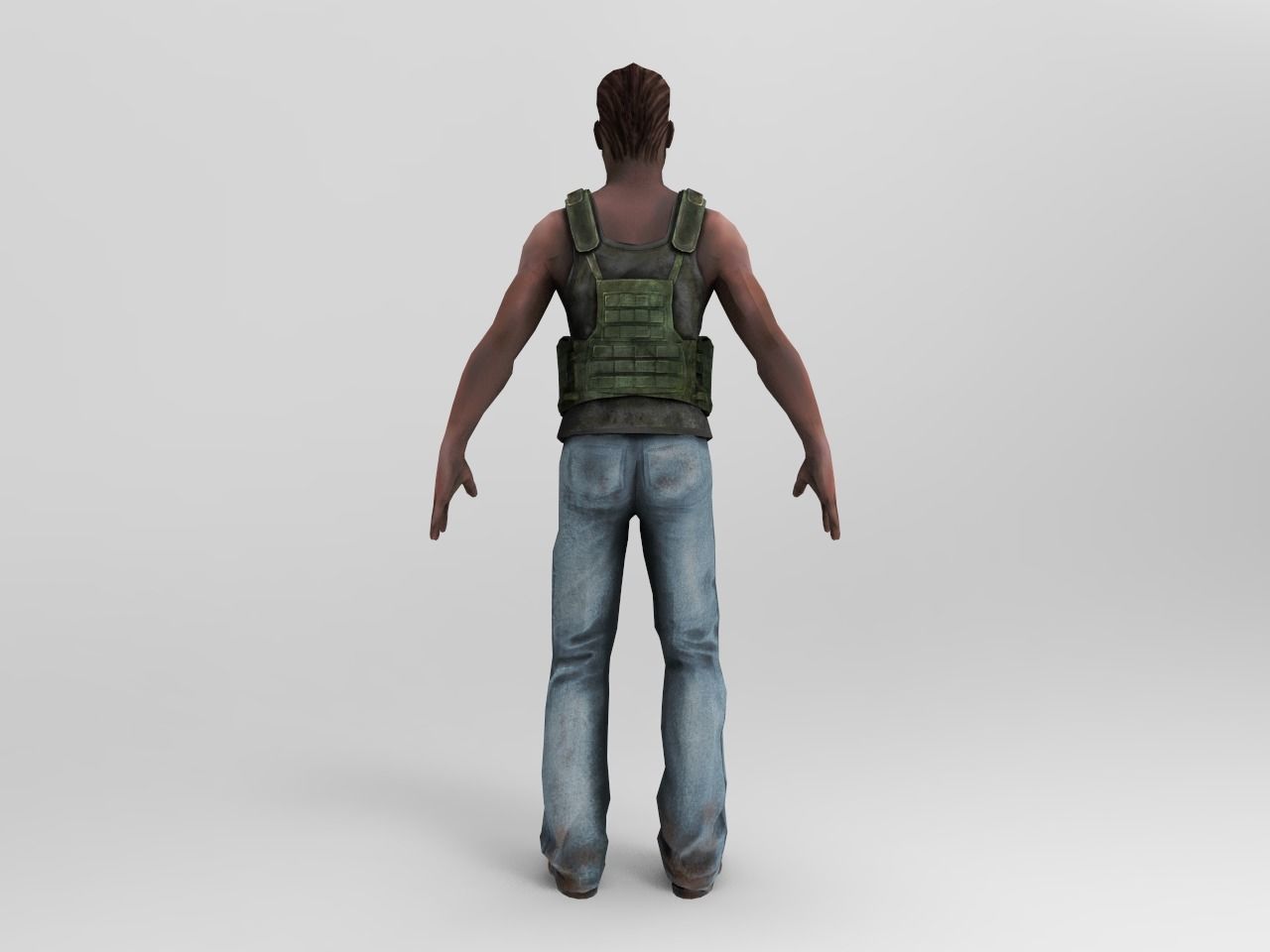 Gangster Human Character Low-poly 3D model_3