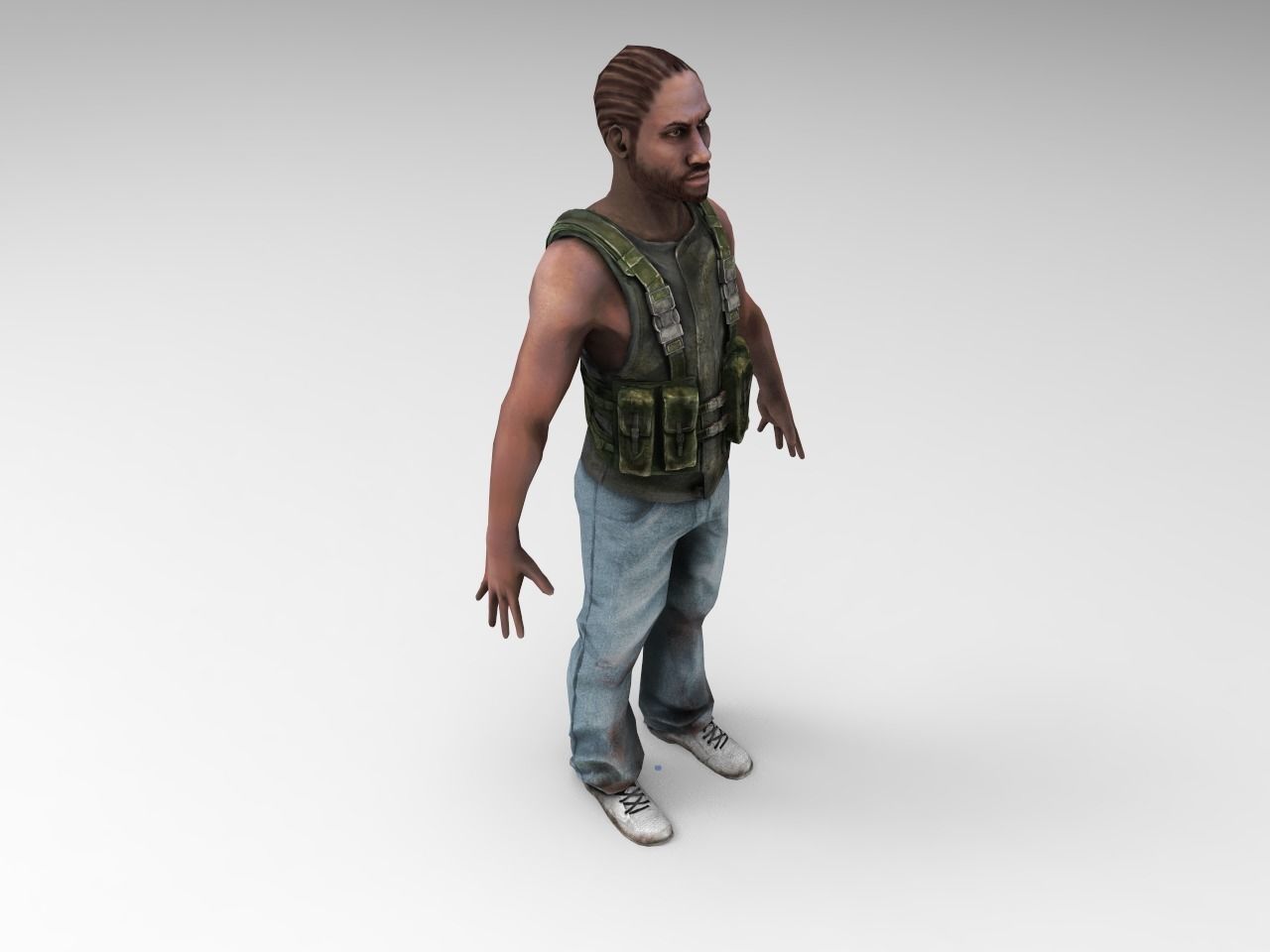 Gangster Human Character Low-poly 3D model_0