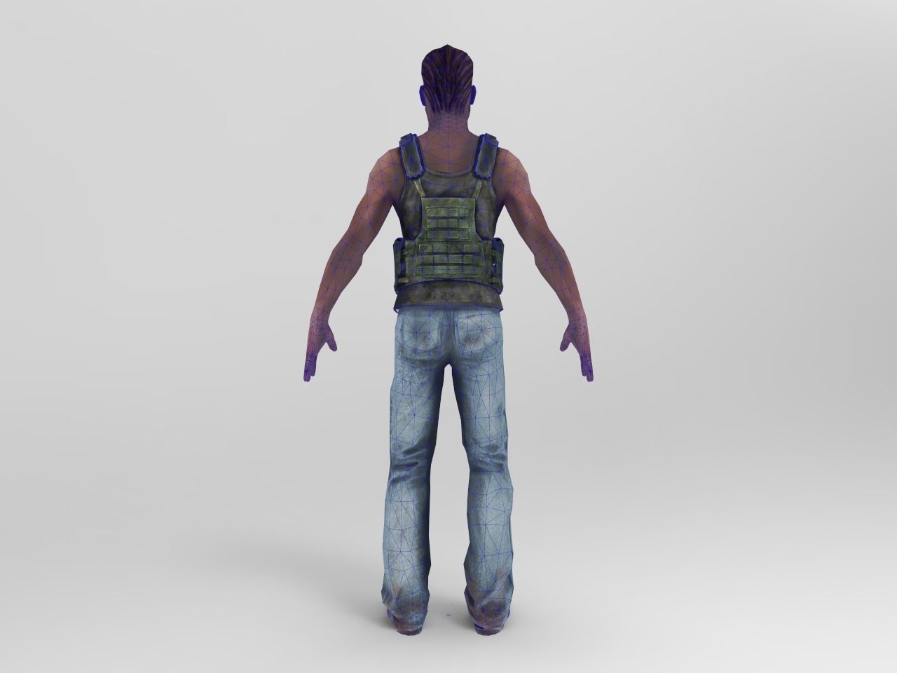 Gangster Human Character Low-poly 3D model_2