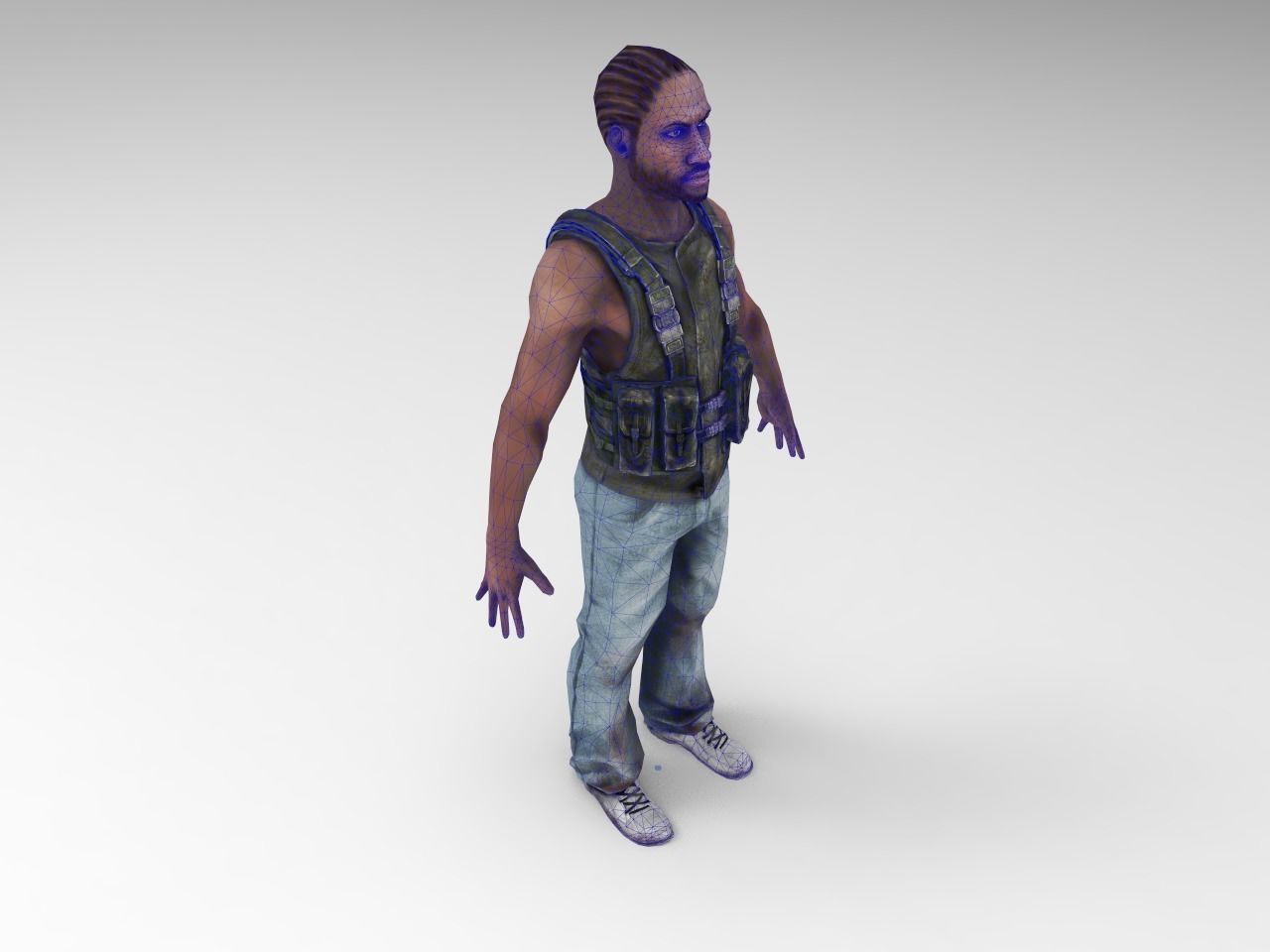 Gangster Human Character Low-poly 3D model_5